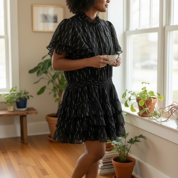 MSK Black Mini Dress with Metallic Accents - Picture 3 of 5